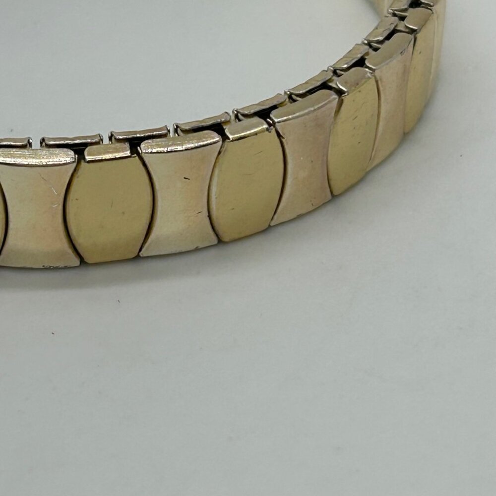 Vintage Two-Tone Gold & Silver Finish Expansion Stretch Link Bracelet Size 7 - Picture 9 of 15